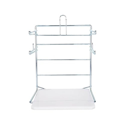 Plastic Grocery Bag Holder - Durable Chrome Stand for Easy Storage - Fits 11½”W x 6”D x 21”H Bags - Compact Unit, 12" W x 12" L x 16" H