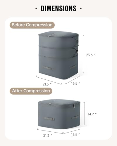Eachy 3-Pack Comforter Storage Bag Blanket Storage Bags, 136L Compression Storage Bags for Blanket Comforter, Ultra Space Saving Self Compression Organizer
