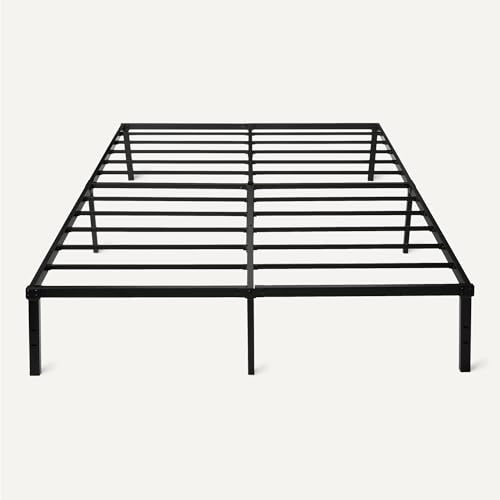 Amazon Basics Metal Bed Frame, Non-Foldable Platform with Under-Bed Storage Space, Durable Steel, Protective Floor Pads, Easy Assembly, Queen, 60W x 80L in, Black