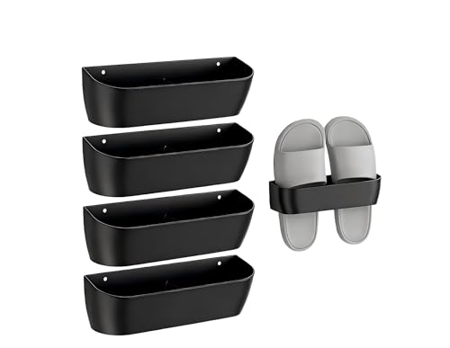 Wall Mount Shoe Rack 4 Pack Plastic Shoe Holders Storage Organizer | Self-Adhesive Shoe Storage for RV, Entryway & Wall, Plastic Rack for Closet, No-Drill Organizer for Camper & Home