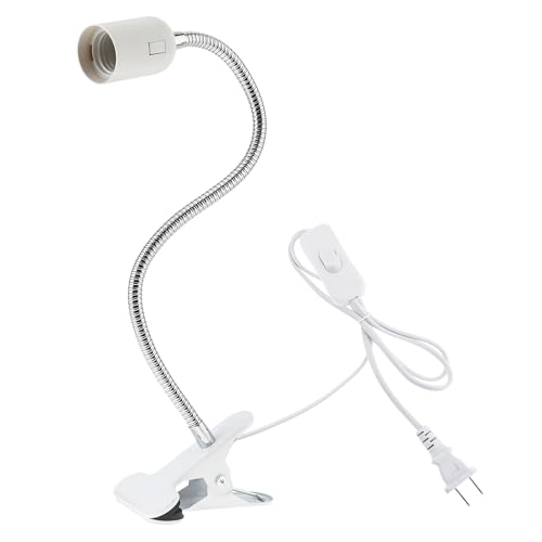 RTNLIT E26/E27 Clip Desk Lamp Holder, Clamp Lamp Fixture with On/Off Switch | Flexible Gooseneck Light Bulb Socket for Reptiles, Aquarium, Desk, Grow Light, 4.1Ft Cable