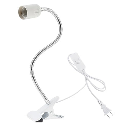 RTNLIT E26/E27 Clip Desk Lamp Holder, Clamp Lamp Fixture with On/Off Switch | Flexible Gooseneck Light Bulb Socket for Reptiles, Aquarium, Desk, Grow Light, 4.1Ft Cable