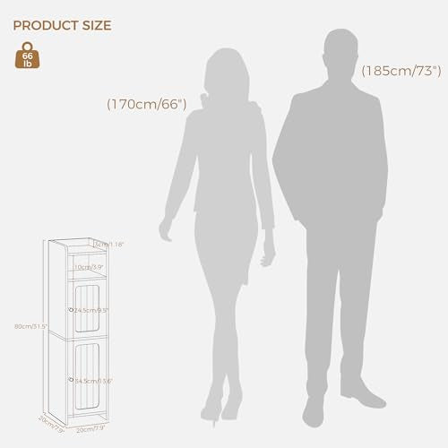 BEWISHOME Small Bathroom Storage Cabinet, 2 Doors Narrow Bathroom Cabinet | Storage Cabinet with Adjustable Shelves, Narrow Toilet Paper Cabinet 7.9"D x 7.9"W x 31.5"H, for Small Spaces, White YYG03W