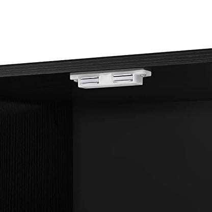 Panana Corner TV Stand - 47 Inch Media Console with 4 Doors and Shelves, Living Room Storage Entertainment Center for TVs up to 51 Inch (Black)