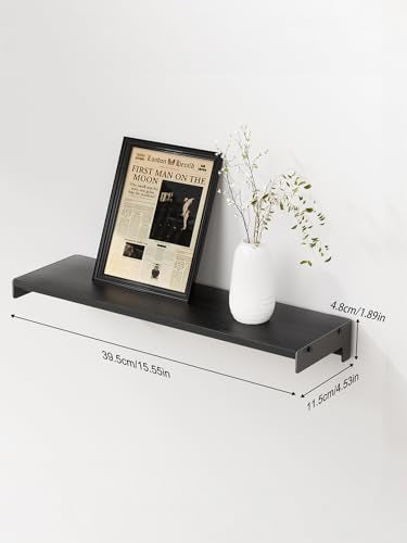 Floating Shelves for Wall, Shelves for Decor Storage Set of 6, Wall Mounted Wood Shelf for Bedroom, Living Room, Bathroom, Kitchen,Long Picture Ledge Shelves.(Black)