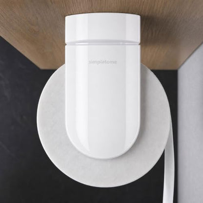 ONE Hand Simple Tear Paper Towel Holder Under Cabinet (White) | tension arms, tear one/more sheets at one time | aluminum alloy+abs | adhesive or drilling for wall/cabinet | for 28cm roll