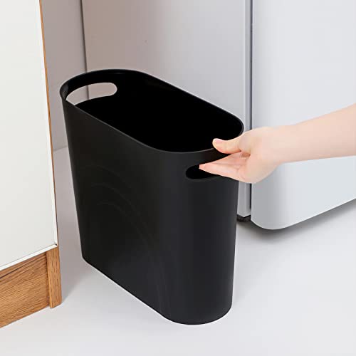 Small Trash Can, 3.5 Gallon Slim Garbage Can Plast... (Black | Plastic)