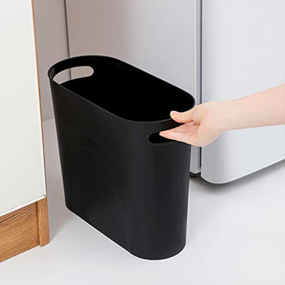 Small Trash Can, 3.5 Gallon Slim Garbage Can Plast... (Black | Plastic)