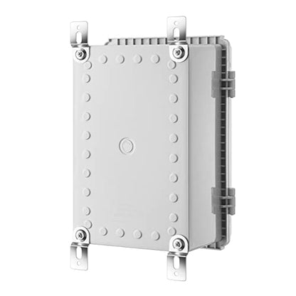 Gratury Junction Box, IP67 Waterproof Plastic Enclosure for Electrical Project, Hinged Grey Cover, Includes Mounting Plate and Wall Bracket