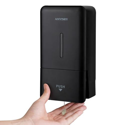 anydry Liquid Hand Soap Dispenser Wall Mounted 27oz Large Capacity Black | Durable ABS Material, Flexible Installation, Ideal for Commercial Bathroom, Easy Refill Wide Opening