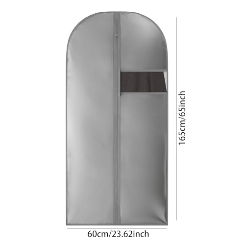 Dress Bags for Gown, Garment Bag for Long Trench Coat, 23.6" x 65" | PEVA Clothes Cover, For Bridesmaid, Ball, Wedding Gown, Clear Windows, Dustproof, Keep Dry, Travel, 3 Pack