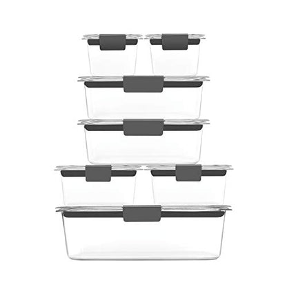 Rubbermaid Brilliance Food Storage Containers, 14 Piece Plastic Containers with Lids, BPA-Free, Leak Proof, Clear