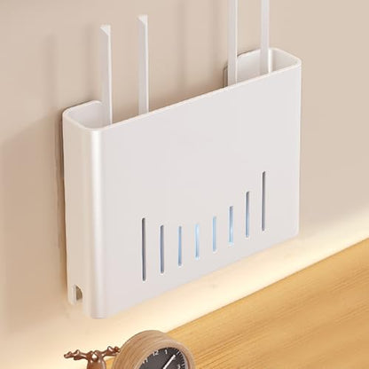 Wall Mounted Metal wall mounts,WiFi Box Hider,White | Wifi router shelf wall mount Suitable for projectors, set-top boxes, routers, gaming devices, etc., (11.8x2.5x7.8in)