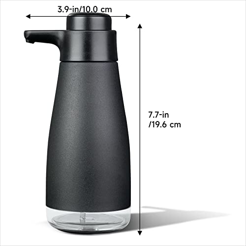 AIKE 15oz Liquid Soap Dispenser for Dish and Hand Soap Matte Black | Easy Push Durable Pump, No-Slip Base with Clear Liquid Window, Easy Refill Wide Opening, for Kitchen Sink and Bathroom
