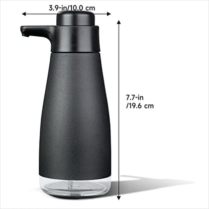 AIKE 15oz Liquid Soap Dispenser for Dish and Hand Soap Matte Black | Easy Push Durable Pump, No-Slip Base with Clear Liquid Window, Easy Refill Wide Opening, for Kitchen Sink and Bathroom