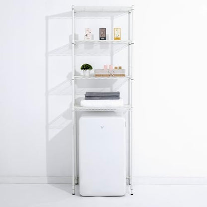 Zvyteay 4 Tier Mini Fridge Shelf Adjustable Height Storage Shelf Metal Storage Rack Mini Fridge and Microwave Stand for Dorm, Kitchen, Office, White