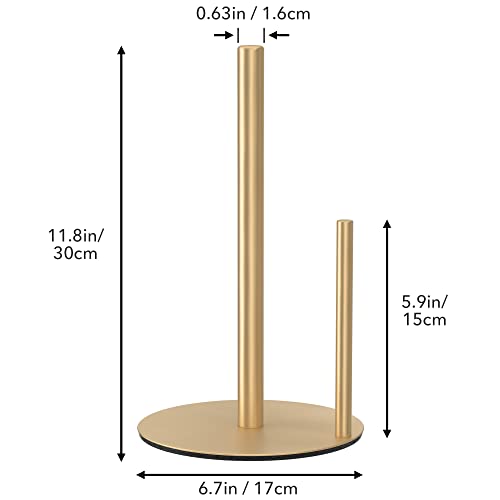 Paper Towel Holder Gold, Premium Stainless Steel Kitchen Roll Dispenser, Countertop Roll Organizer