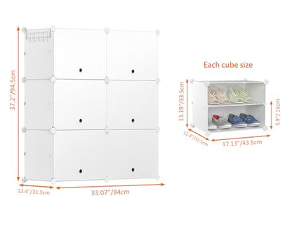 HOMIDEC Shoe Rack Organizer 24 Pair Modular Shoe Storage Cabinet for Closet | PP Plastic, Sturdy Steel Frame, Waterproof, Dustproof, Easy Clean, Shoe Shelves for Closet Garage Hallway Bedroom Entryway