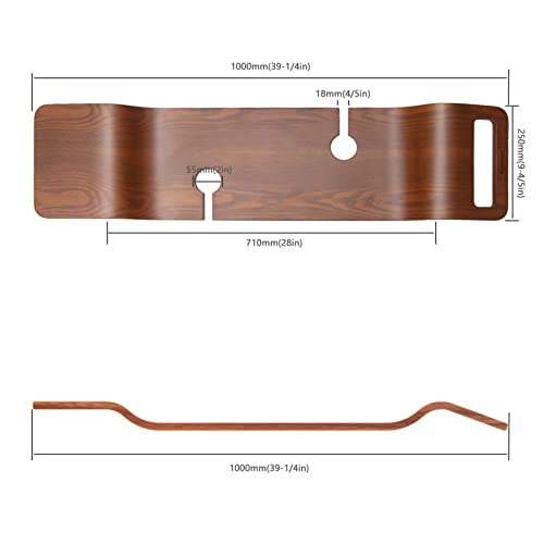 Corsica Luxury Wood Tub Caddy, Walnut Color, Comfortable Bath with 2 Wine Glass Holders, Fits Most Freestanding Tubs