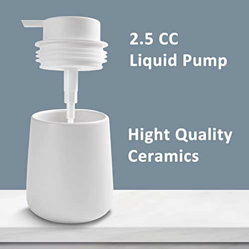 Soap Dispenser Ceramic with Easy-to-Press Pump Hand Lotion Liquid Dispenser for Shampoo Bathroom Kitchen 12 oz White
