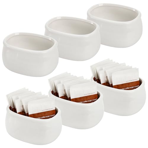 Set of 6 Sugar Packet Holder, Ceramic Sugar Caddy... (White | Ceramic)