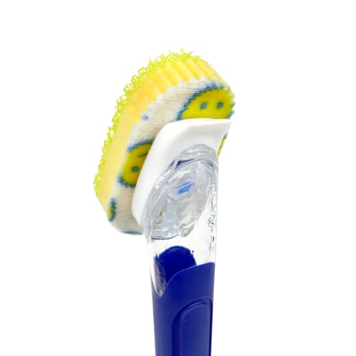 Dish Wand Scrubbing Brush with Handle, Soap Dispen... (Blue | Synthetic)