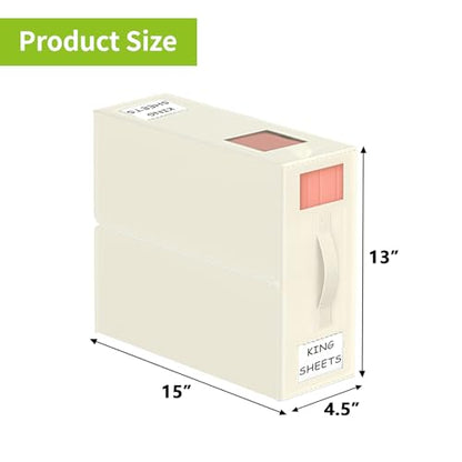 Foldable Bed Sheet Organizers and Storage - 4 Pack(Queen or King Size) Sheet Set Organizer for Bed Sheets,Pillowcases,Linen Closet Organizer for Bedding Clothes Towels(lvory)