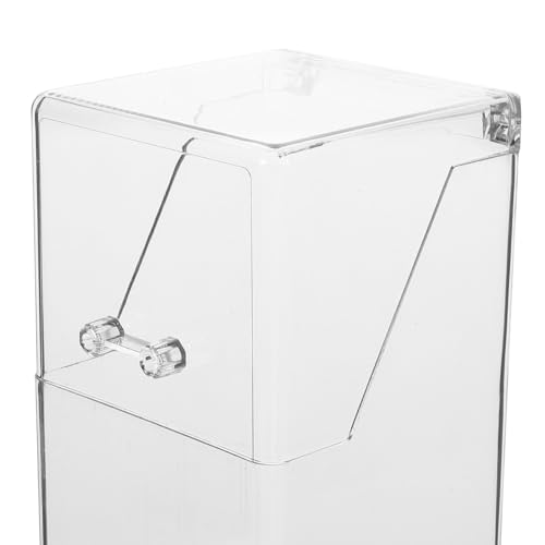 Healeved Clear Face Mask Dispenser with Lid, Acrylic Countertop Storage Box Holder for Facial Masks, Gloves and Hairnets, Dust-Proof Vertical Organizer for Home Office Clinic (8.25 x 3.46 Inch)