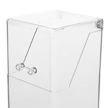 Healeved Clear Face Mask Dispenser with Lid, Acrylic Countertop Storage Box Holder for Facial Masks, Gloves and Hairnets, Dust-Proof Vertical Organizer for Home Office Clinic (8.25 x 3.46 Inch)