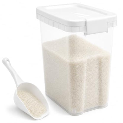 Rice Storage Container 10-15 Lbs, Airtight Flour Dry Food Bin with Scoop