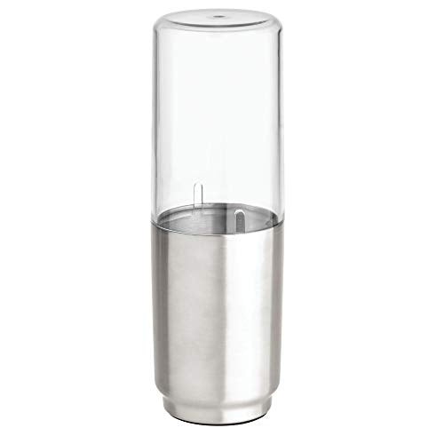 iDesign Austin Metal Covered Holder Stand, Holds Regular and Electric Toothbrushes in Master, Guest, Kid's, College Dorm Bathroom, Brushed | Holds Regular and Electric Toothbrushes for Bathroom or Vanity