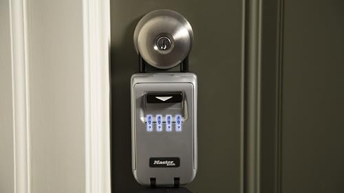 Master Lock Black Portable Key Lock Box with Light Up Dials, Set/Reset Combination for Tenants, Guests, Clients, Ideal for Realtors, Landlords or Property Managers, Holds 6 Keys, 5424EC