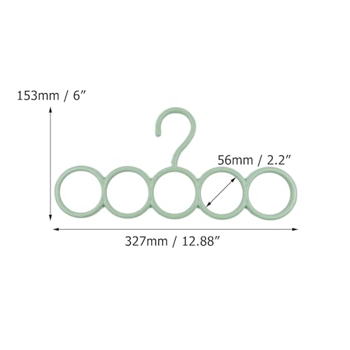 Coshar 5 Pack Scarf Hanger Holder (2 White+ 3 Green) | Scarf Storage Organizer for Ties Belts Socks, Ring Hole Slots for Space Saving, Multiple Purpose Tie Belt Rack Organizer