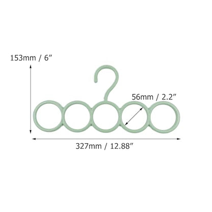Coshar 5 Pack Scarf Hanger Holder (2 White+ 3 Green) | Scarf Storage Organizer for Ties Belts Socks, Ring Hole Slots for Space Saving, Multiple Purpose Tie Belt Rack Organizer