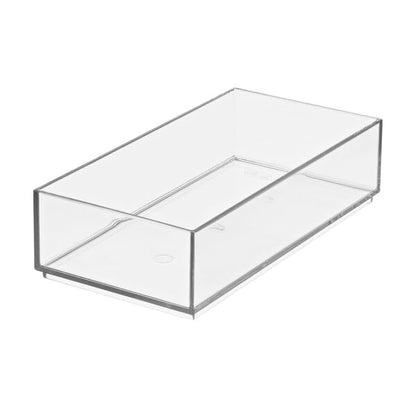 iDesign Clarity Collection Vanity Tray Organizer, 4" x 8" x 2", Clear | Small, Decorative, For Bathroom, Bedroom, Closet, Entryway, Countertop