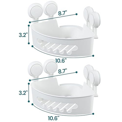 Suction Corner Shower Caddy, Bathroom Shelf Storag... (2 Count | White | ABS, TPE)