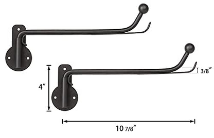 Mkono Wall Mounted Drying Rack Laundry Hook with Swing Arm Valet Rod 2 Pack | Black, Laundry Room Organization, Space Saving, Foldable, Easy Install, Wall Clothes Hanger, Closet Bathroom Bedroom Organize
