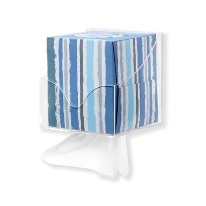 IneVibe Square Tissue Box Holder for Small Spaces Wall Mounted | Place Under Cabinet or Side of Desk, in RV, Bathroom - Acrylic Facial Box Dispenser, Face Down or Sideways in Tight Areas