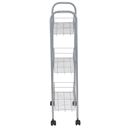 Household Essentials Slim Storage Cart, 3 Shelf Storage Cart with Wheels, Perfect for Laundry Rooms, Bathrooms, Pantries, Kitchens and More