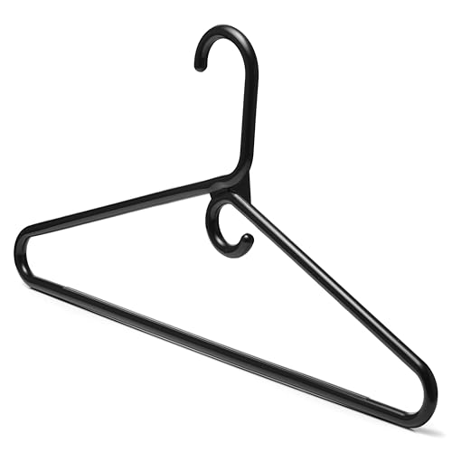 DEILSY™ Heavy Duty Plastic Hangers 30 Pack Thick Black Heavy Duty Hangers | Thick plastic hangers with built-in accessory hook, sturdy plastic hangers for coats, jeans, pants and heavy garments