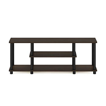 Furinno Turn-N-Tube No Tools 3D 3-Tier Entertainment TV Stand up to 50 inch TV, Round Tubes, Dark Brown / Black | for TV up to 50 Inch, Open Frame Rectangular Entertainment Center with Storage Shelf, TV Console, for Living Room, Bedroom