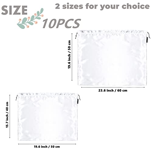 10 Pack Dust Bags for Purses and Handbags, Silk Dust Cover Storage Bag with Drawstring Travel Storage Pouch for Handbag Purse Shoes Boots (White, 23.6 × 19.6 in)