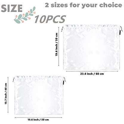 10 Pack Dust Bags for Purses and Handbags, Silk Dust Cover Storage Bag with Drawstring Travel Storage Pouch for Handbag Purse Shoes Boots (White, 23.6 × 19.6 in)