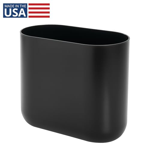 iDesign Small Slim Plastic Bathroom Trash Can, Black | Garbage Can for Bedroom, Office, Desk, Dorm