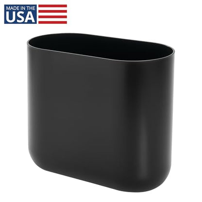 iDesign Small Slim Plastic Bathroom Trash Can, Black | Garbage Can for Bedroom, Office, Desk, Dorm