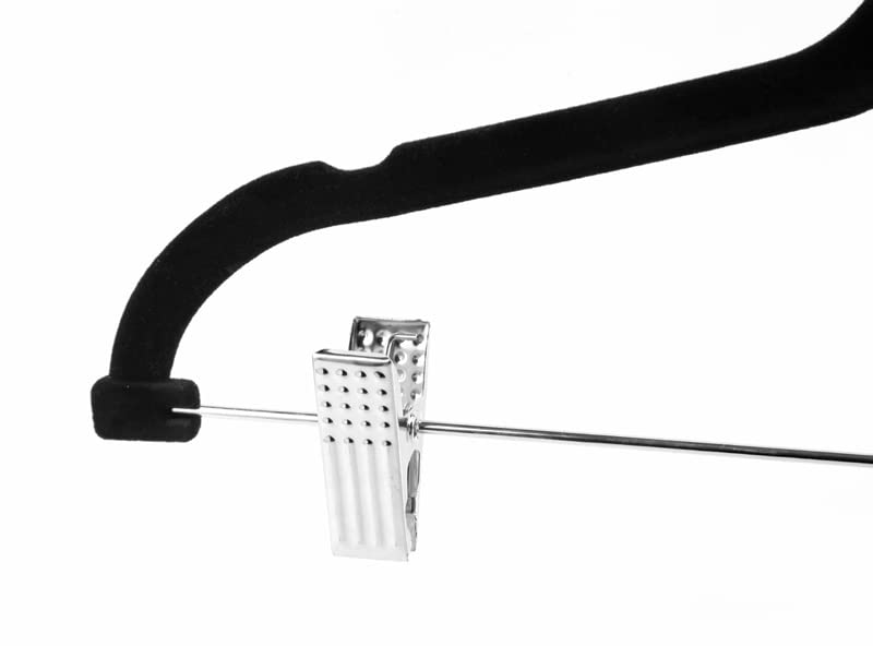 MANZOO Velvet Pants Skirt Hangers with Clips -Black Women Clothes Hanger Set for Pant Suit Shirt Felt Coat Dress, Premium Non Slip Heavy Duty Space Saving Slim Clothing, 16.7" Long, Black, Pack of 20