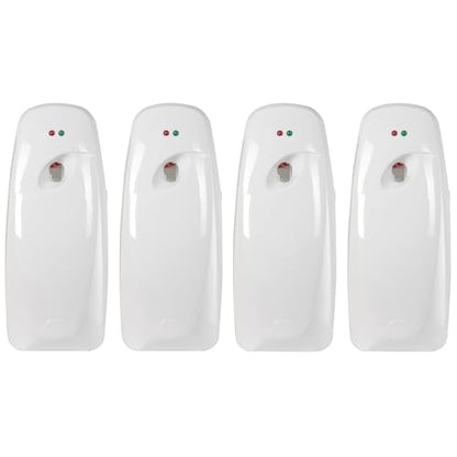 Automatic Air Freshener Spray Dispenser (4-Pack) Wall Mounted or Free Standing, Commercial and Home Use, Multiple Time Scent/Mist Release Settings for Room/Bathroom Sprayer (White)