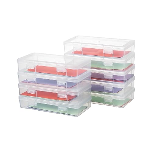 novelinks Clear Pencil Box and Small Plastic Storage Containers with Lids | 9 Pack, Medium Clear, Plastic Pencil Boxes, Board Game Storage Containers, Task Boxes for Special Education, Mini Organizer