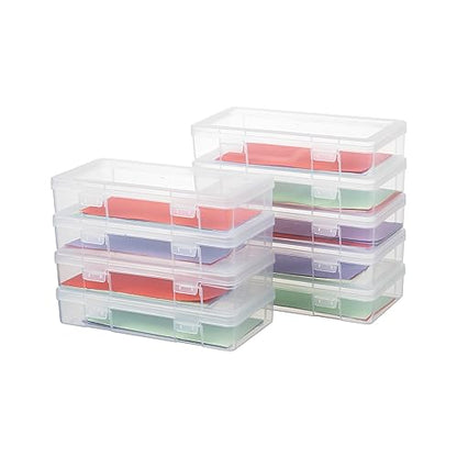 novelinks Clear Pencil Box and Small Plastic Storage Containers with Lids | 9 Pack, Medium Clear, Plastic Pencil Boxes, Board Game Storage Containers, Task Boxes for Special Education, Mini Organizer