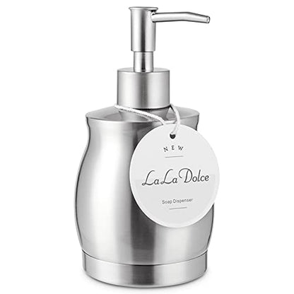 Stainless Steel Countertop Soap Dispenser Liquid Bottle and Pump, Suitable for Various Places Such as Kitchen and Bathroom (Brushed Nickel, 390 ml/13 oz)